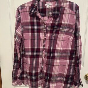 Croft & Barrow Pink and White Plaid Shirt